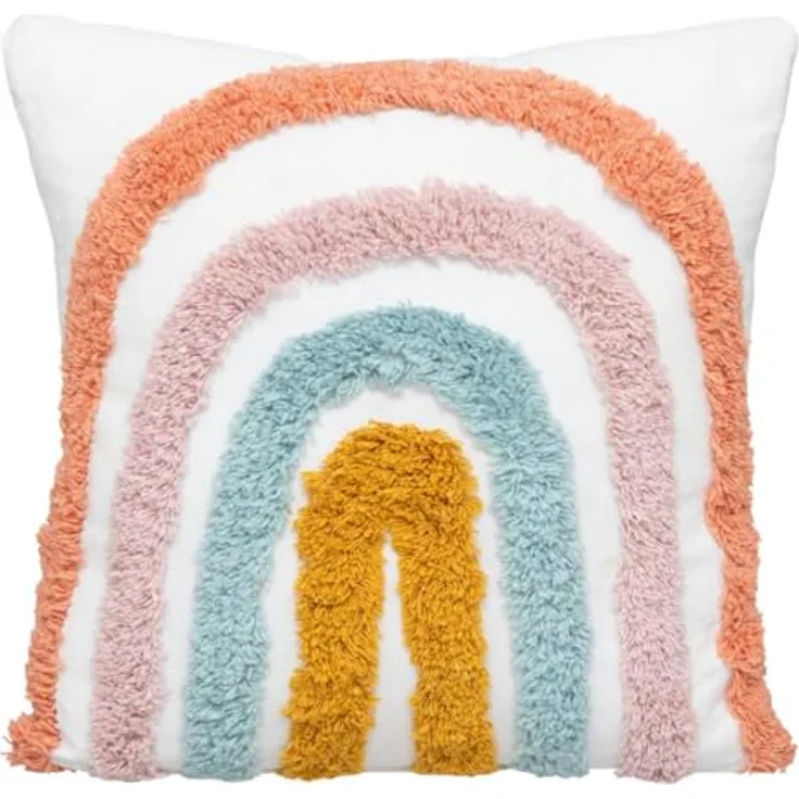 Atmosphera for kids Zierkissen Rainbow, 38x38 cm, Mehrfarbig, 100% Baumwolle, dekoratives Kinderzimmerkissen – Bild 1
