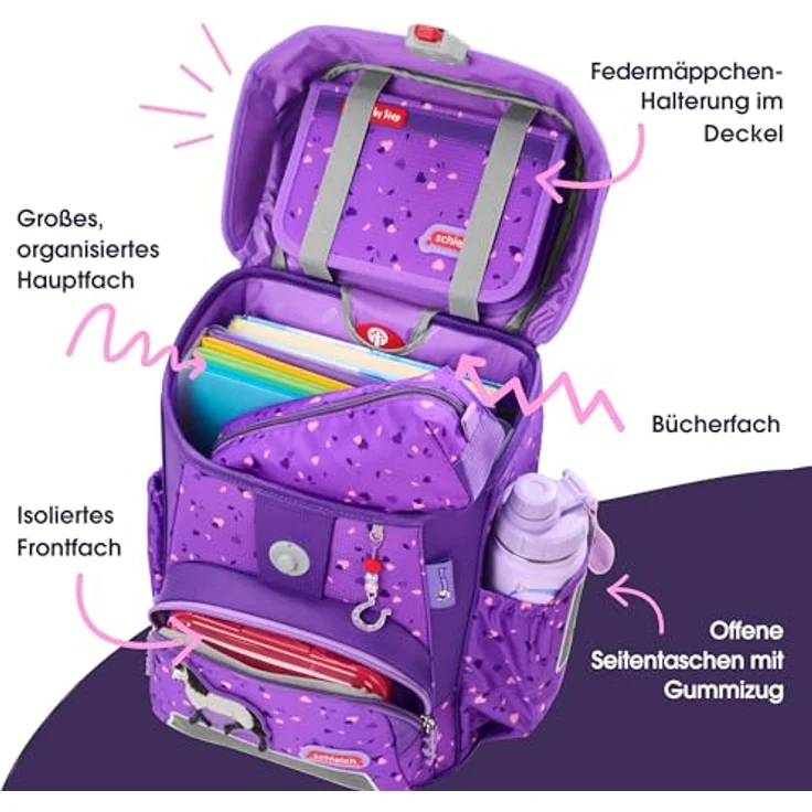 Step by Step Cloud Schulranzen-Set schleich® Horse Club „Horse“, 5-teilig, lila, ergonomischer Tornister, höhenverstellbar mit Easy Belt, 19L, mit Reflektoren – Bild 5