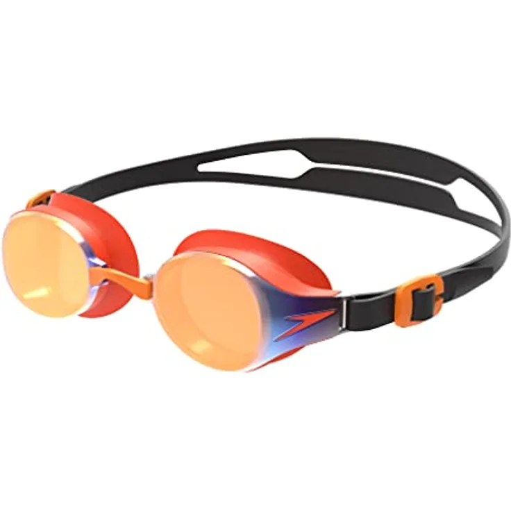 Speedo Unisex Kinder Junior Hydropure Mirror Junior Schwimmbrille, Schwarz/Mango/Gold, Einheitsgröße