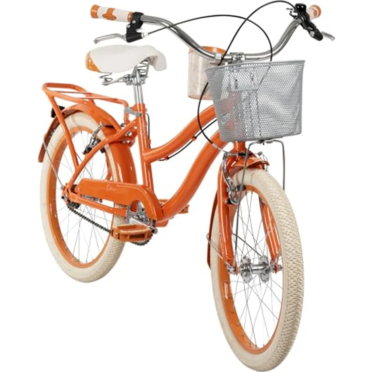 Huffy Deluxe Cruiser 20-Zoll Jugendfahrrad, Singlespeed, orange mit Lenkerkorb und Getränkehalter – Bild 2