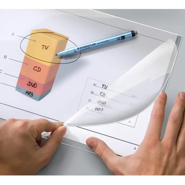 STAEDTLER Folienstifte farbsortiert non-permanent, 4 St., nachfüllbar, lichtbeständig, Rundspitze 1,0 mm, kräftige Farben (rot, blau, grün, braun) – Bild 6