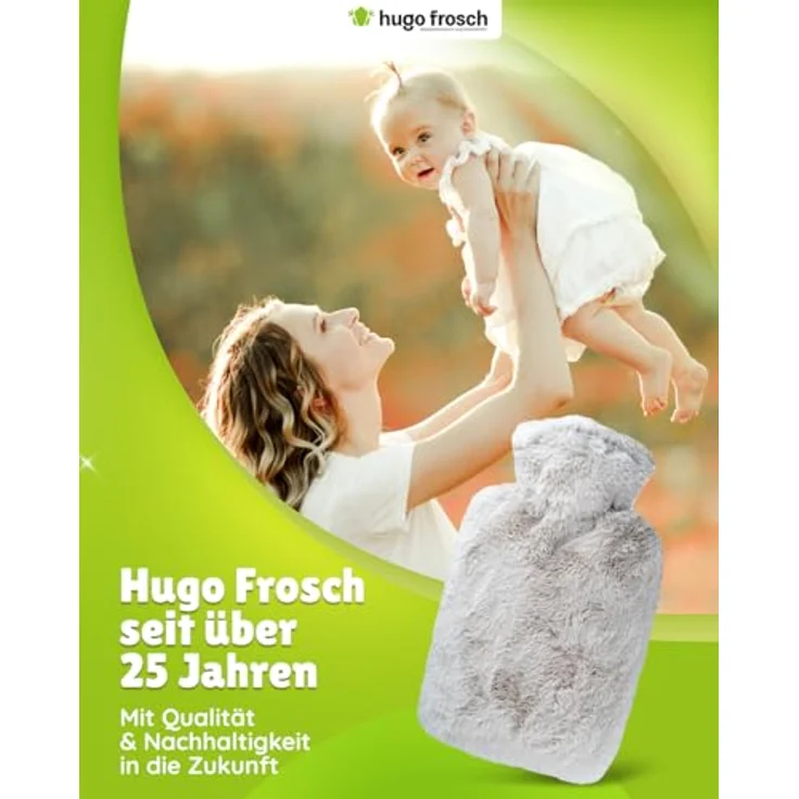 FROSCH Wärmflasche, taupe, abnehmbarer Bezug aus weichem Microfasermaterial, 33 x 20 x 5 cm – Bild 3