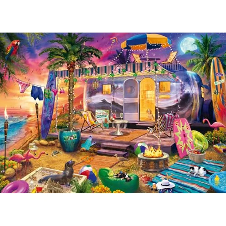 Schmidt Spiele 58573 Jeff Haynie, Mit dem Wohnwagen am Meer, 1000 Teile Puzzle, Mehrfarbig – Bild 3