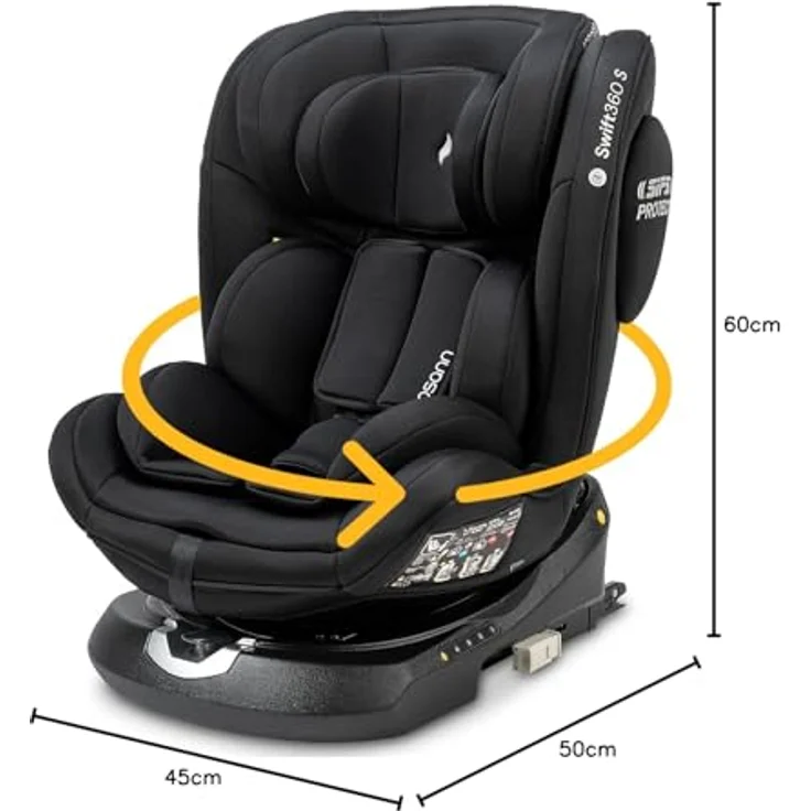 Osann Reboarder-Kindersitz Swift360 S i-Size 360° drehbar, ab 15 Monate - 12 Jahre, All Black, mit Isofix-Basis & Top-Tether – Bild 9