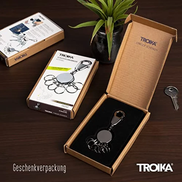 TROIKA Schlüsselanhänger PATENT, inkl. Karabinerhaken und 6 ausklinkbare Ringe, Black Chrome Look – Bild 6