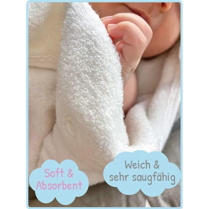 HECKBO Baby Handtuch Kapuze Maus inkl. Waschlappen, ab 0 Jahren, Neuheit: 2 Druckknöpfe, Baby Geschenk Mädchen Jungen, weiches saugfähiges Material 90x100cm Kinder Badetuch Bademantel Kapuzenhandtuch – Bild 5