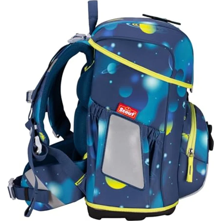 Scout Schulranzen Scout Neo Set LED Planets, ergonomischer Ranzen mit 7 blinkenden Lichtern und retroreflektierenden Flächen, inklusive Sportbeutel und Federmäppchen – Bild 3