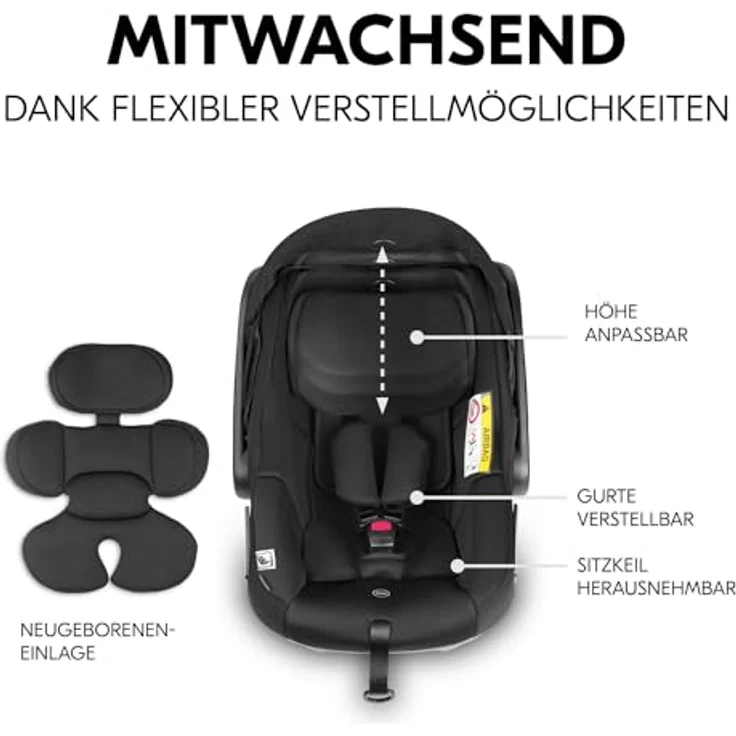 Hauck Babyschale Drive N Care, i-Size, mit Base und Neugeborenen-Einlage, grau – Bild 4