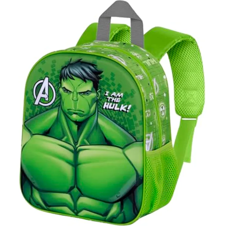 Marvel Hulk Rage-Elite 3D Rucksack, Kindergartenrucksack mit gepolstertem Rücken und Schultergurten, Grün, 25 x 30 cm, Kapazität 7 L