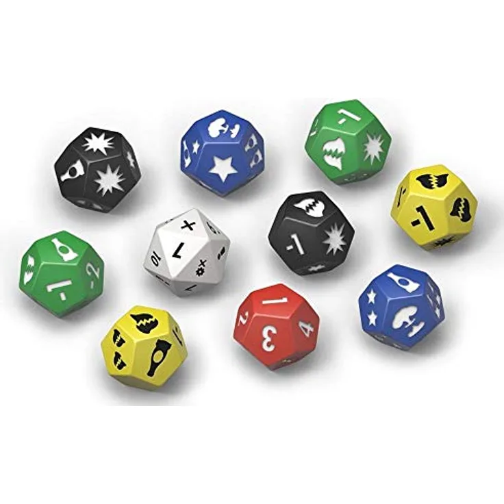 Modiphius Entertainment | Fallout: Wasteland Warfare | Extra Tabletop Dice Set | Custom Dice Set | hochwertige Würfelset in Weiß, Rot und Schwarz