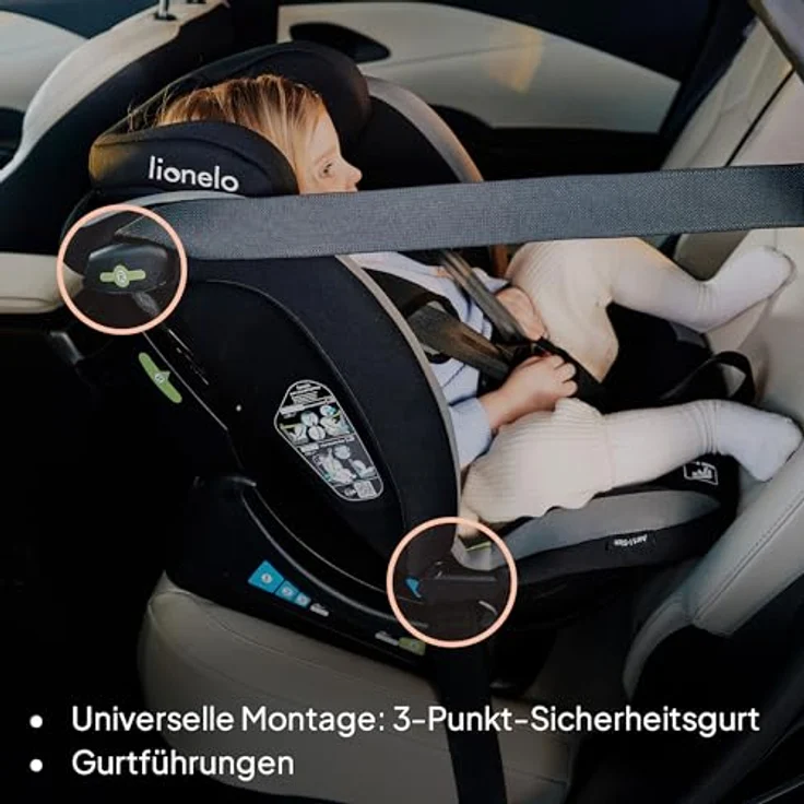 lionelo Autokindersitz AART I-SIZE, 4in1, i-Size, zusätzlicher Seitenschutz, ab Geburt bis 12 Jahre, 0,00 kg bis 50,00 kg – Bild 5