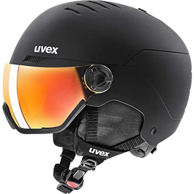 uvex wanted visor - robuster Skihelm für Damen und Herren - mit Visier - optimierte Belüftung - black matt - 54-58 cm – Bild 1