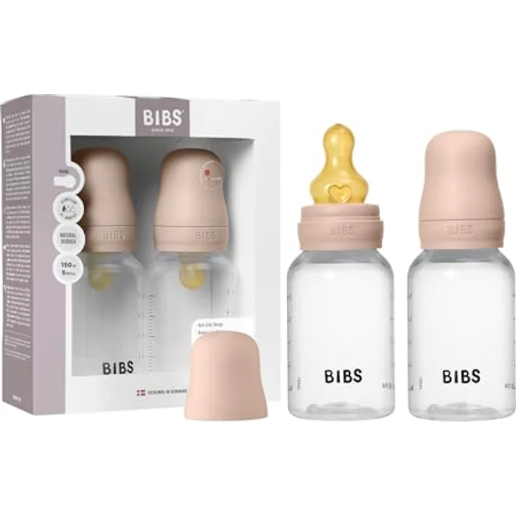 BIBS Babyflasche, Kunststoff, 150 ml, 2-Pack, brustähnlicher Sauger, Blush – Bild 1