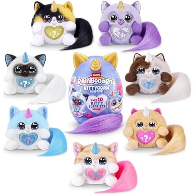 ZURU Rainbocorns Kittycorn Surprise Serie 3 (Astrid), Plüschtier mit über 10 Überraschungen, Norwegian Forest Cat mit flauschigem Schwanz zum Sammeln – Bild 4
