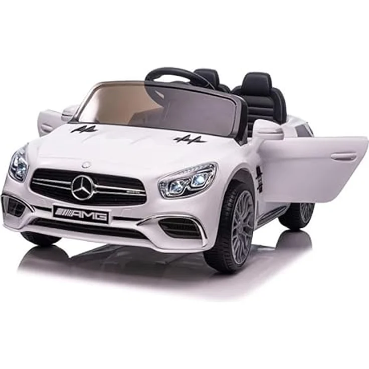 schnaeppchenmeile-online Kinder Elektroauto Mercedes Benz SL63 AMG weiss Zwei Motoren, LED, Fernbedienung, USB eingang, MP3, 12V 7Ah Akku, 3 Geschwindigkeiten – Bild 2