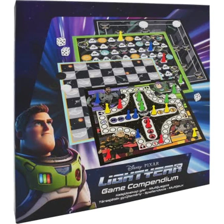 Cartamundi Lightyear Games Compendium, Brettspiel mit 4 Klassikern: Neun Männer Morris, Zugluft, Ludo, Leitern, für 2+ Spieler, geeignet für Kinder ab 4 Jahren – Bild 1