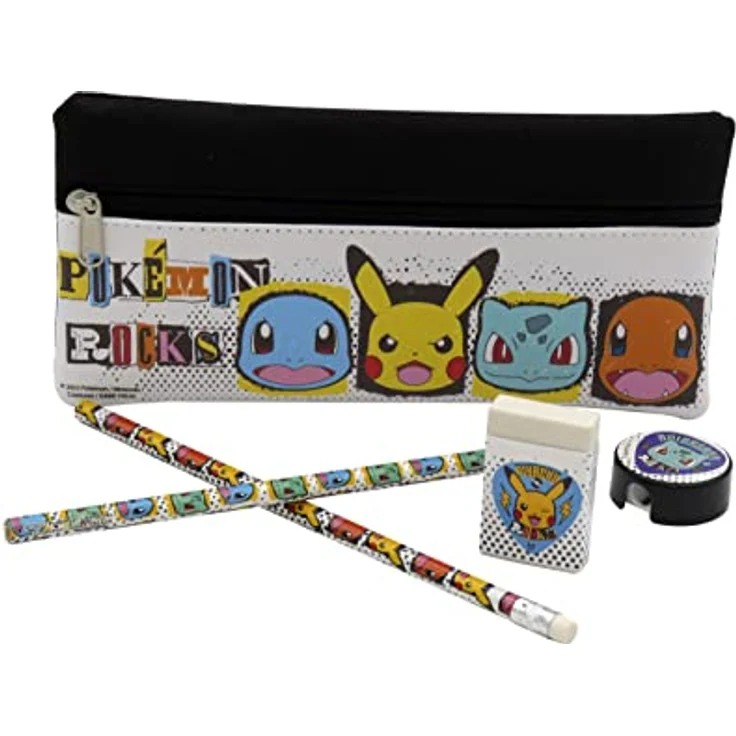 CYPBRANDS Pokémon Schreibwaren-Set, bunt, Federmäppchen mit 2 Bleistiften, Radiergummi und Bleistiftspitzer, Unisex für Kinder – Bild 2