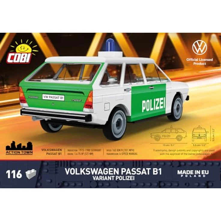 COBI Volkswagen Passat B1 Variant Polizei, Modellfahrzeug aus Bausteinen, hergestellt in der EU – Bild 2