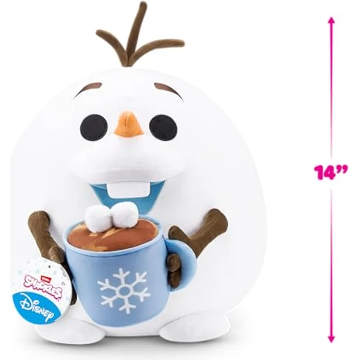 Snackles Disney Plüschspielzeug 35 cm, Olaf mit heißer Schokolade, superweicher Plüsch und limitierte Edition mit einzigartiger Hintergrundgeschichte – Bild 4