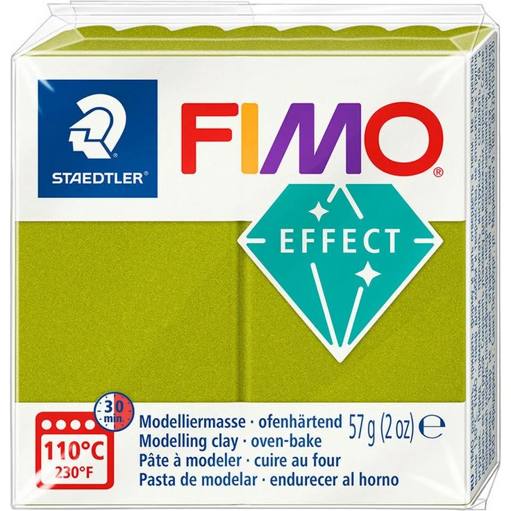 FIMO Modelliermasse Effect 8010 Metallic, 57 g - Metallic-Glanz mit mineralischen Glimmerpartikeln, für funkelnde Kunstwerke – Bild 1