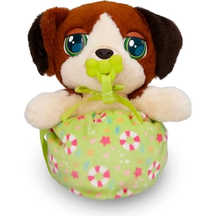 BABY PAWS Mini Paws Baby Beagle, Interaktiver Babyhund zum Herumtragen in praktischem Tragebeutel - Empfohlen für Kinder ab 3 Jahren