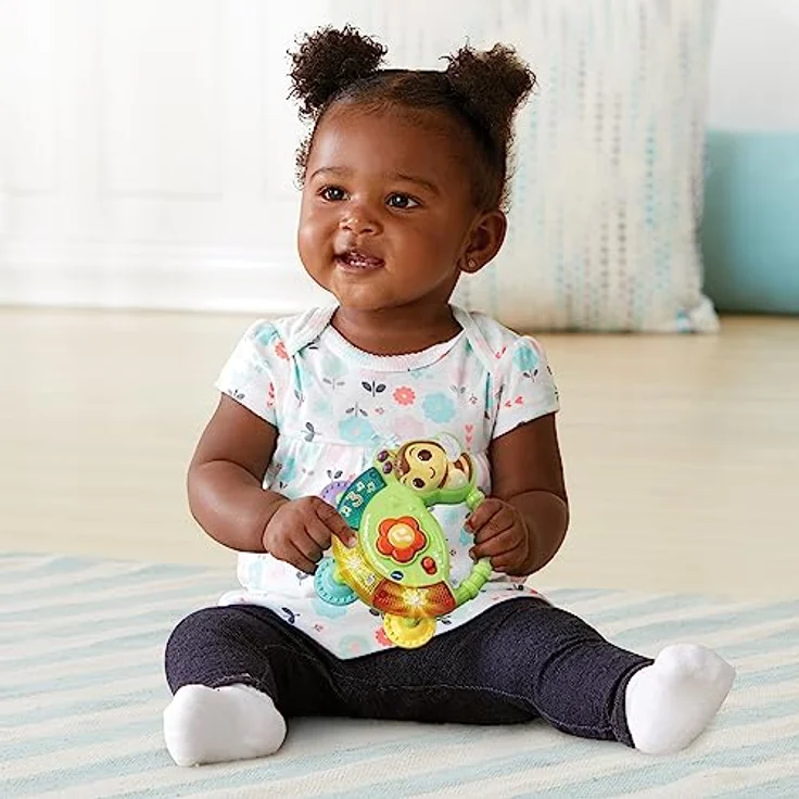 VTech Baby Musikbienen-Tamburin – Musik-Spielzeug mit Zahleninhalten, lustigen Geräuschen, Sätzen und Liedern – Für Kinder von 3-36 Monaten – Bild 4