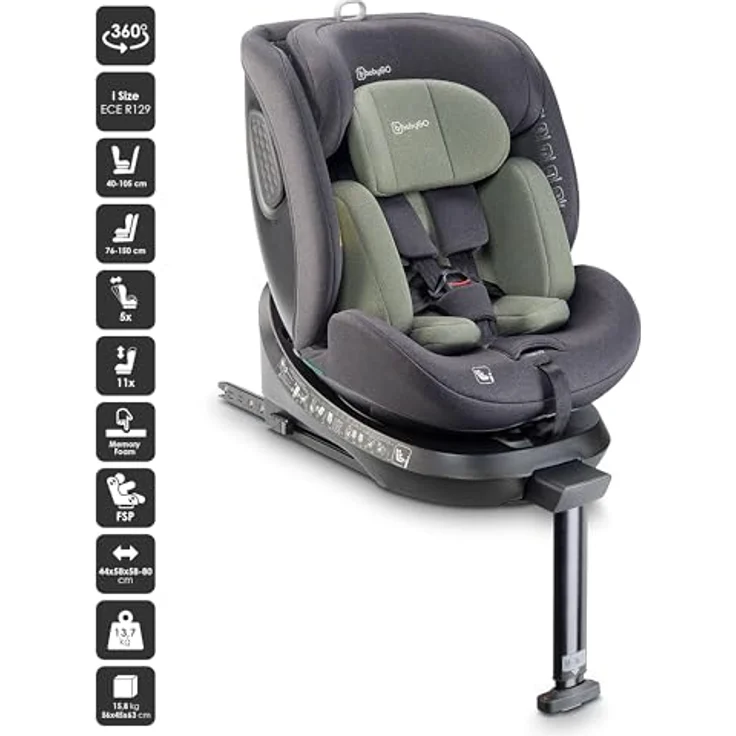 BabyGo Autokindersitz Move 360 I Size, 360-Grad-Rotation, Sicherheit und Komfort, blau – Bild 2