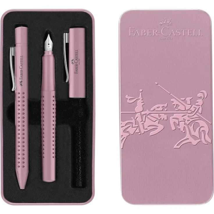 Faber-Castell Füllfederhalter Geschenkset Grip Harmony Füller M und Kuli rose shadows im Metalletui – Bild 1