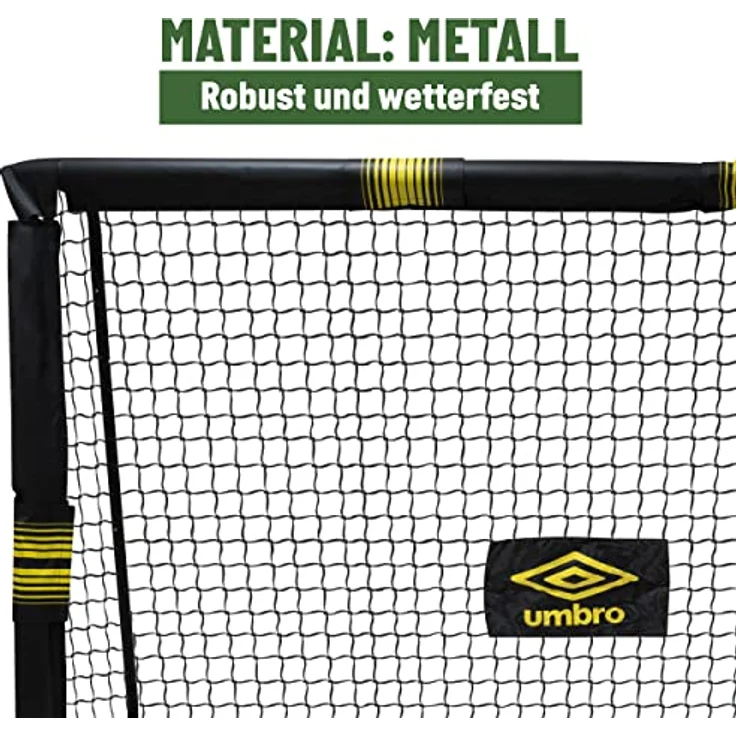 Umbro Fußballtor - 300 x 200 x 120 cm - Metall - Fußballtrainingsgeräte für alle Altersgruppen - Einfache Montage - Schwarz/Gelb – Bild 2