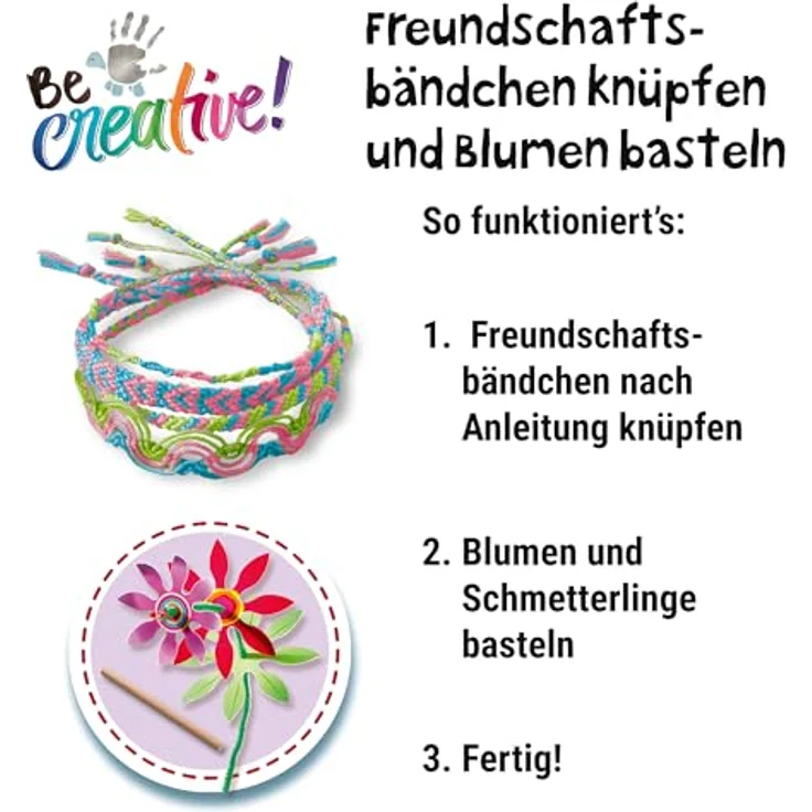 Ravensburger BeCreative Mini Kreativset, Freundschaftsbändchen & Blumen mit Anleitung, Made in Europe – Bild 4