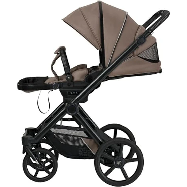 Hartan Kinderwagenset IVY GTR Outdoor, 3-teilig, Cappuccino, mit Federung, 5-Punkte-Gurt, faltbarer Babywanne und kugelgelagerten Rädern, Made in Germany – Bild 6