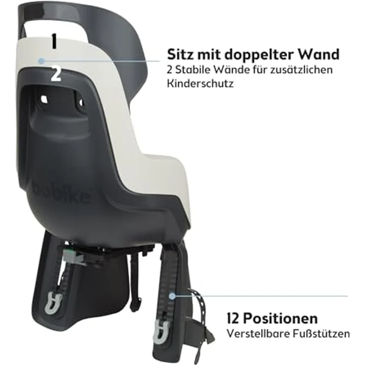 BOBIKE 8012300012 - Fahrradkinderrückbank GO Maxi mit MIK-HD Gepäckträgerhalterung für Fahrräder mit 26“ bis 29“ Laufrädern geeignet für Kinder in Farbe Vanille Cup Cake – Bild 6