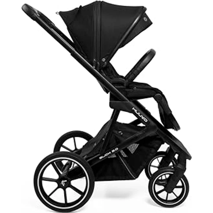 Muuvo Slick 2.0, Multifunktionaler 2-in-1 Kinderwagen mit großen Gelrädern, Federung und 3D-Airflow-Belüftung, Farbe: Schwarz (Klassisch) – Bild 2
