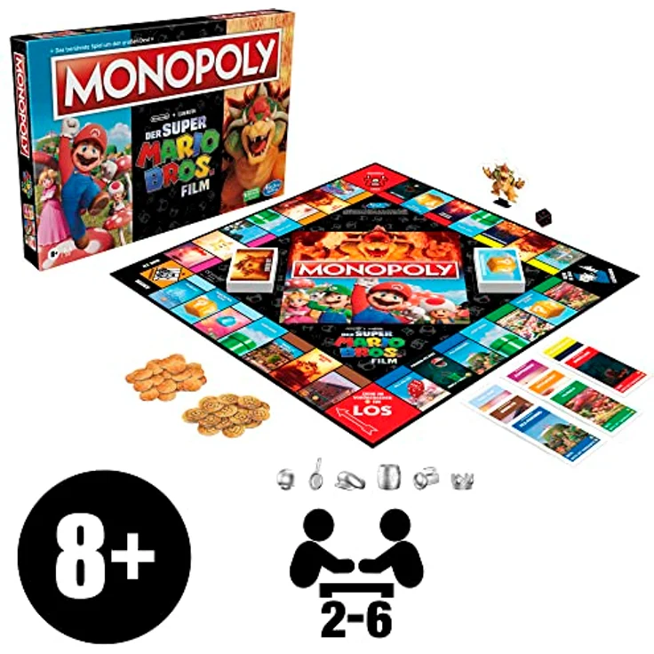 Hasbro Gaming Monopoly Super Mario Bros. Film Edition, Brettspiel für Kinder, enthält Bowser Spielfigur – Bild 2