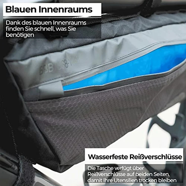 BBB Cycling Fahrradtasche Rahmen Wasserabweisend I Fahrrad Rahmentasche I Bike Bag für Race Road Und Mountainbikes I Schwarz I Middle Mate BSB-142 – Bild 4