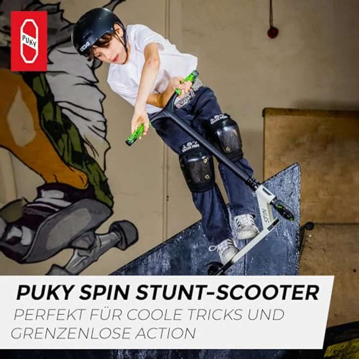Puky Stuntscooter Spin, Aluminium-Deck, breite Griffe, Off-White – Bild 2