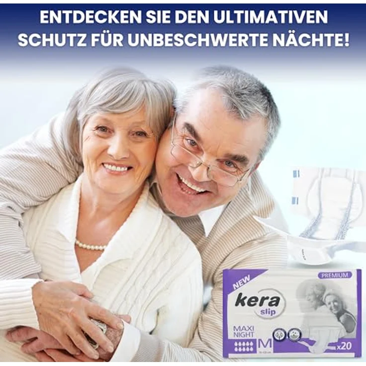 Kera Windeln Inkontinenz Slip MAXI NIGHT PREMIUM saugstarke Windeln für Erwachsene (Atmungsaktiv, doppelter Auslaufschutz, 80-St., Cotton Feel), Nachtgebrauch – Bild 6