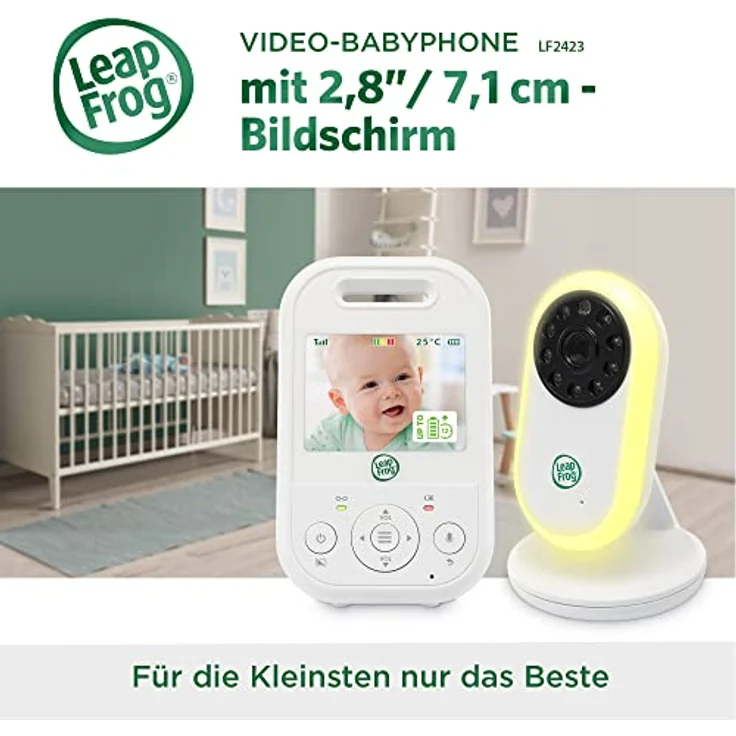 LeapFrog LF2423 Babyphone mit Kamera, Video Baby Monitor 2,8-Zoll-IPS-Farbbildschirm, 2-Fach Zoom, große Reichweite, Temperatursensor, Geräuschaktivierungsmodus, Gegensprechen, Lange Akkulaufzeit – Bild 2