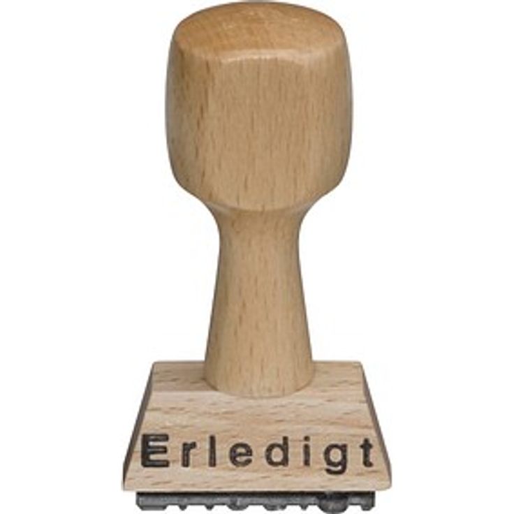 Neutral Textstempel "Erledigt", 1 St. mit 3,3 cm Abdruckbreite, klassisches Holzdesign, Made in Germany