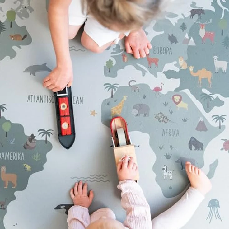 Ehrenkind® Spielmatte PRO, Extra dick und soft, 174x174cm Weltkarte, Made in Germany, Phtalatfrei, rutschfest, hygienisch – Bild 3