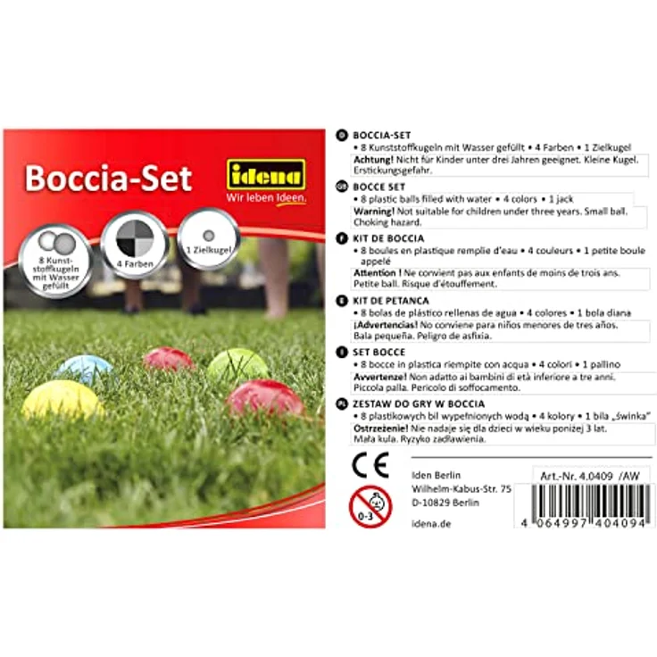 Idena 40409 - Boccia Spiel mit 8 farbigen Kugeln, Zielkugel und Tragekorb, Geschicklichkeitsspiel für Kinder und Erwachsene, Sport-Spiel für den Außenbereich, ideal für Sommer, im Garten oder Park - Preisvergleich – Bild 5