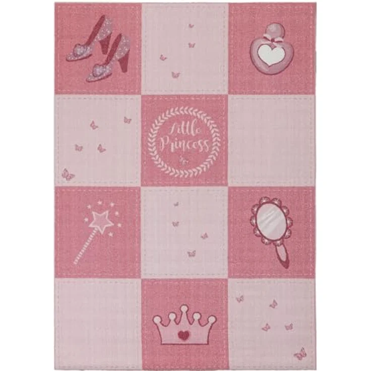 SIMPEX KinderTeppich, Prinzessin-Design, Rosa, 120 x 170 cm, rutschfest, OEKO-TEX zertifiziert, ideal für Mädchenzimmer – Bild 2