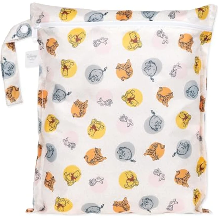 Bumkins Waterproof Wet Bag, Disney Winnie The Pooh, wasserdicht, auslaufsicher, strapazierfähiger Organizer für Stoffwindeln, Badesachen und Toilettenartikel, mit Druckknopf-Riemen, waschbar – Bild 1