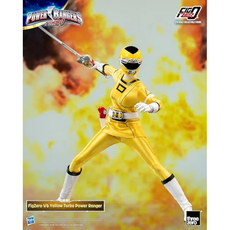 THREEZERO Power Rangers Turbo FigZero Actionfigur 1/6 Yellow Turbo Ranger, 30 cm, mit austauschbaren Teilen und Zubehör – Bild 3
