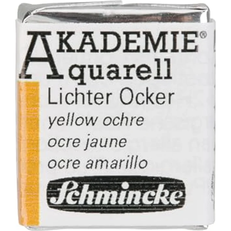 Schmincke AKADEMIE® Aquarell, Lichter Ocker, feine Künstler-Aquarellfarbe im halben Näpfchen, vegane Wasserfarbe, hohe Lichtechtheit – Bild 1