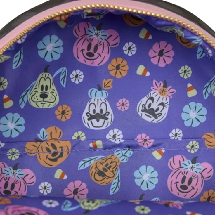Loungefly Disney Minnie Pumpkin Kindergartenrucksack, 26 cm, strapazierfähiges Polyester und PU-Leder, charmantes Design – Bild 6