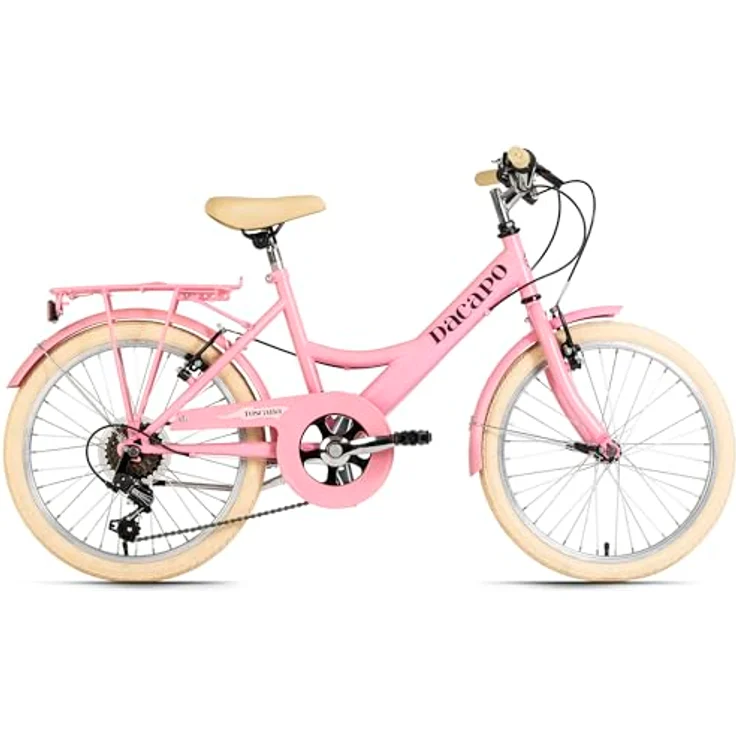 Dacapo Kinderfahrrad Toscana, 20 Zoll, 6 Gang Kettenschaltung in Rosa mit Gepäckträger und Reflektoren – Bild 2