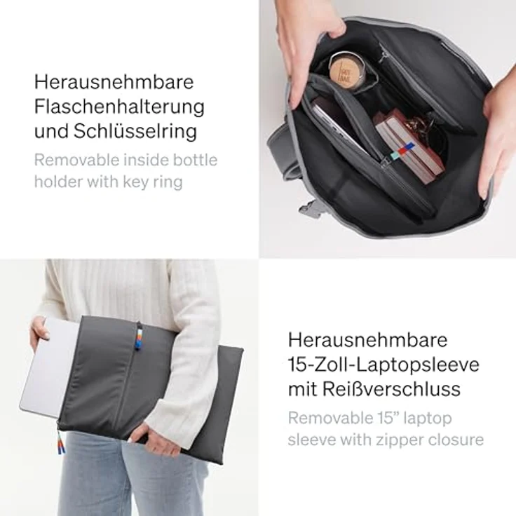 Got Bag Wanderrucksack ROLLTOP 2.0, Ergonomischer Rucksack mit bis zu 31 l Volumen, herausnehmbarer Laptopsleeve, magnetischem Rolltop-Verschluss, schwarz – Bild 4