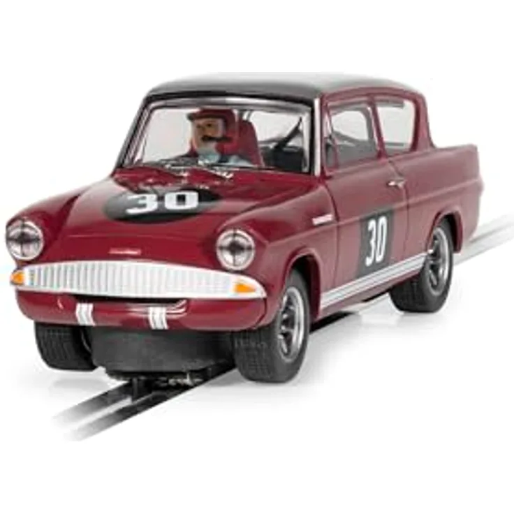 Scalextric C4546 Ford Anglia 105E-Broadspeed Slot-Cars, Kastanienbraun, Maroon, Kompatibel mit Spark Plug, ARC AIR/ARC ONE und ARC Pro/Digital