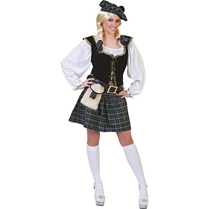 Funny Fashion Kostüm Schottin, Ensemble in Blau, Schwarz und Weiß, Größen 40 und 42 – Bild 1